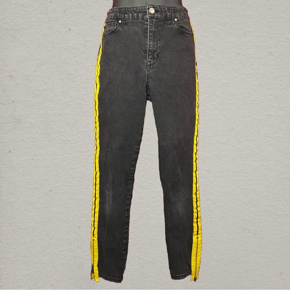 Tinseltown Black Jeans with Yellow Stripes - Picture 1 of 7